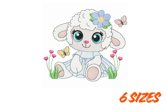 Adorable Cute Lamb Embroidery Design File