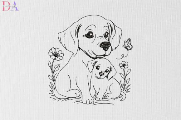 Adorable Puppy and Butterfly Embroidery Design