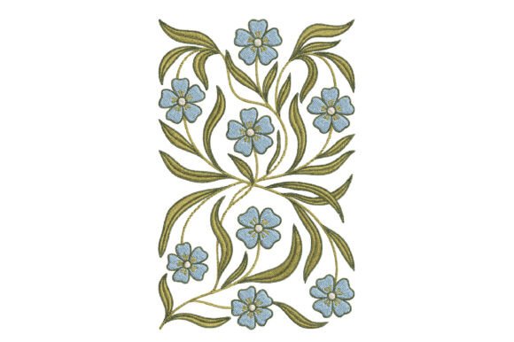 Blue Flowers Embroidery Design: A Soothing Touch