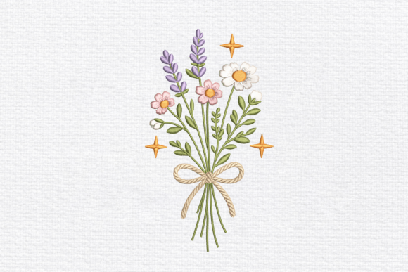 Boho Floral Bouquet: A Versatile Embroidery Design