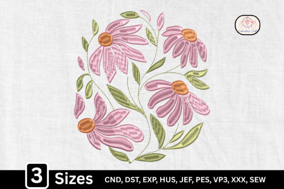 Boho Pink Daisy: A Charming Floral Embroidery Design