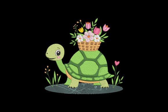 Charming Cute Turtle with Flowers for Merch