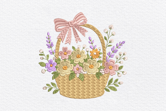 Charming Floral Basket Embroidery for Holidays
