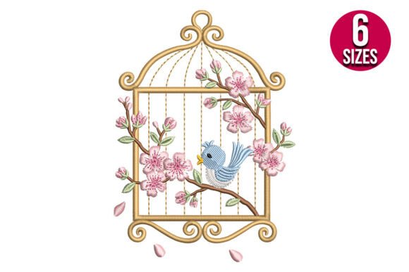 Charming Floral Bird Cage with a Bird