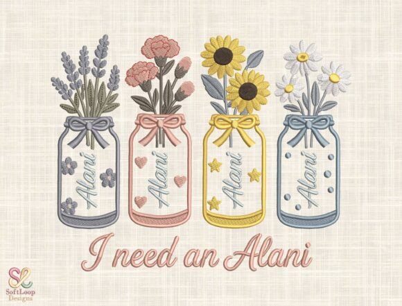 Charming Floral Mason Jar Embroidery Design