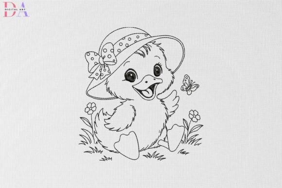 Charming Happy Duckling in Polka Dot Sunhat