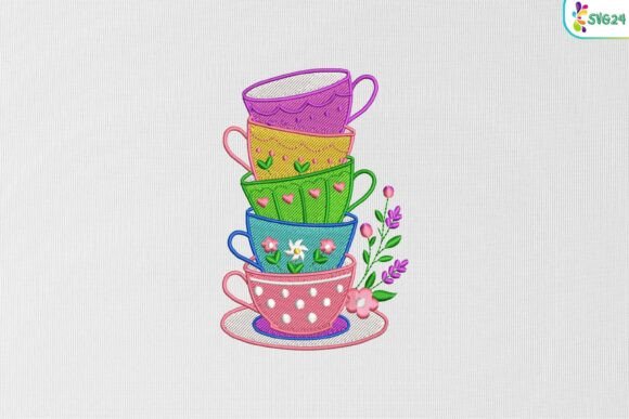 Charming Teacup Stack for Embroidery