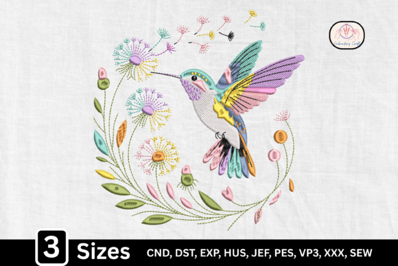 Dandelion Hummingbird: A Whimsical Embroidery Design