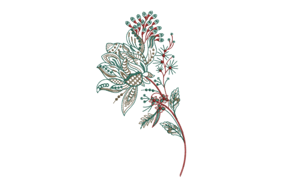 Elegant Floral Botanical Ornament Embroidery