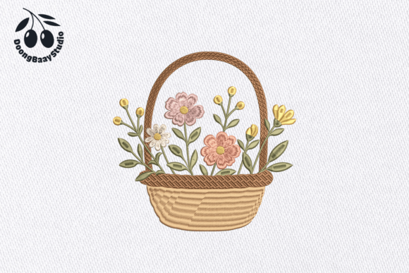 Floral Basket Embroidery for Chic Sweatshirts