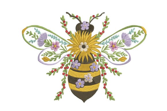 Floral Bee Embroidery Design: A Nature-Inspired Gem