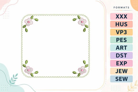 Floral Scalloped Frame: A Charming Embroidery Design