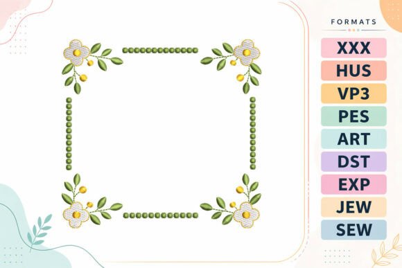 Floral Square Frame: A Delicate Embroidery Design