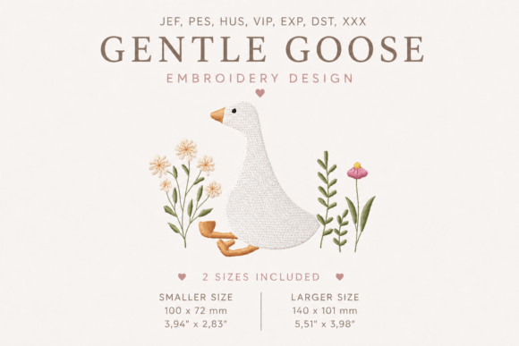 Goose with Wildflowers: A Charming Embroidery Design