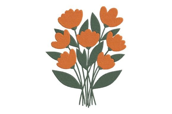 Minimalist Tulip Flower Embroidery for Business