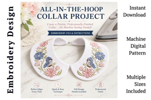 Peter Pan Floral Bird Collar: A Delicate Embroidery Design