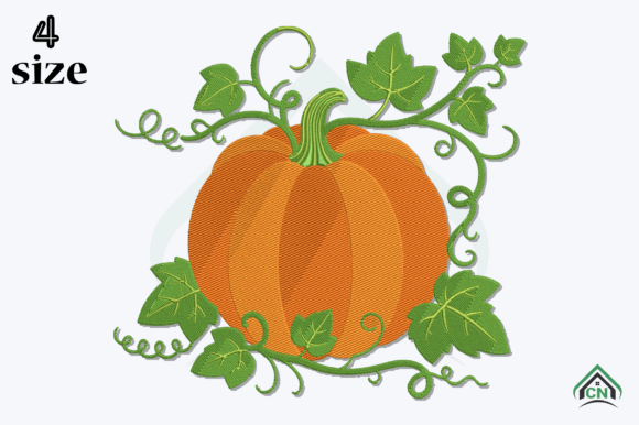 Pumpkin Floral Embroidery Design for Autumn