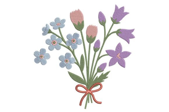 Spring Flower Bouquet: A Fresh Embroidery Design