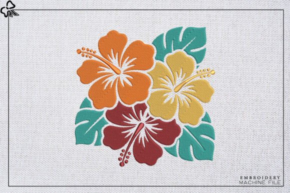 Tropical Hibiscus Flowers: A Vibrant Embroidery Design